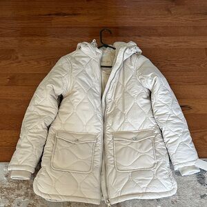 Madden Girl Ivory Quilted Hooded Puffer Coat NWT